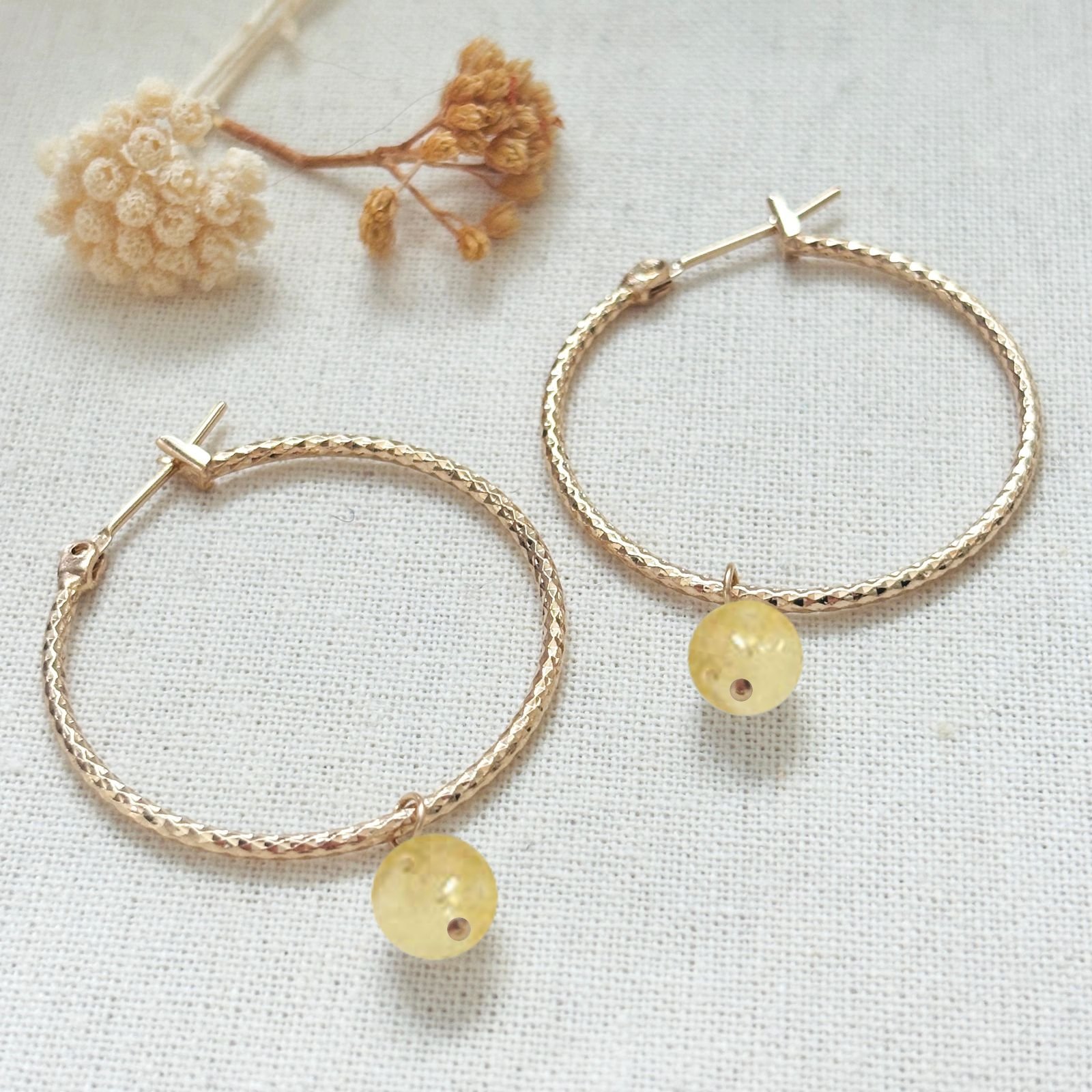Boucles créoles mayana Lea pierre naturelle citrine