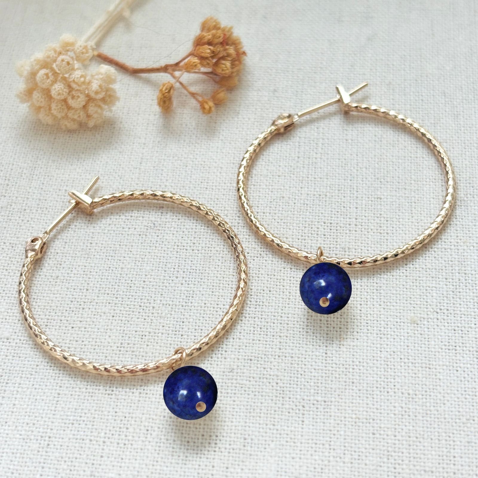 Boucles créoles mayana Lea pierre naturelle lapis lazuli