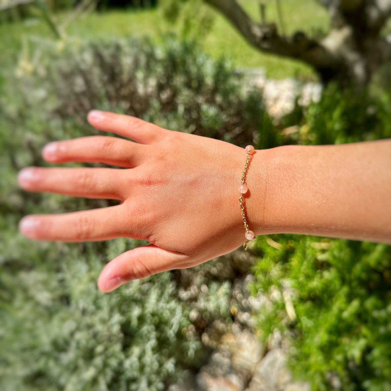 Bracelet chaine or et pierres naturelles enfant divine
