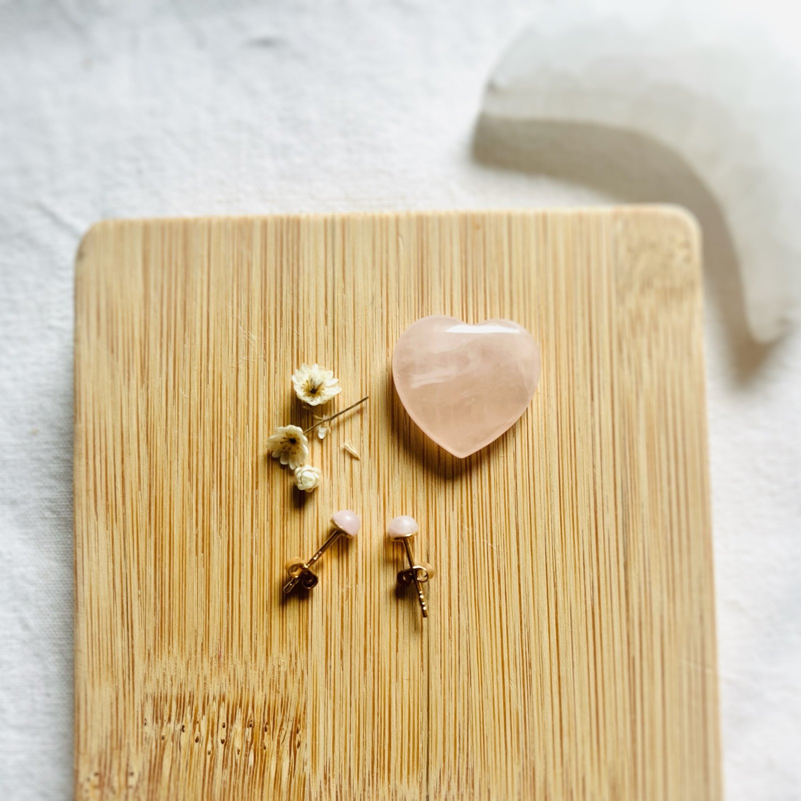 boucle oreille enfant quartz rose