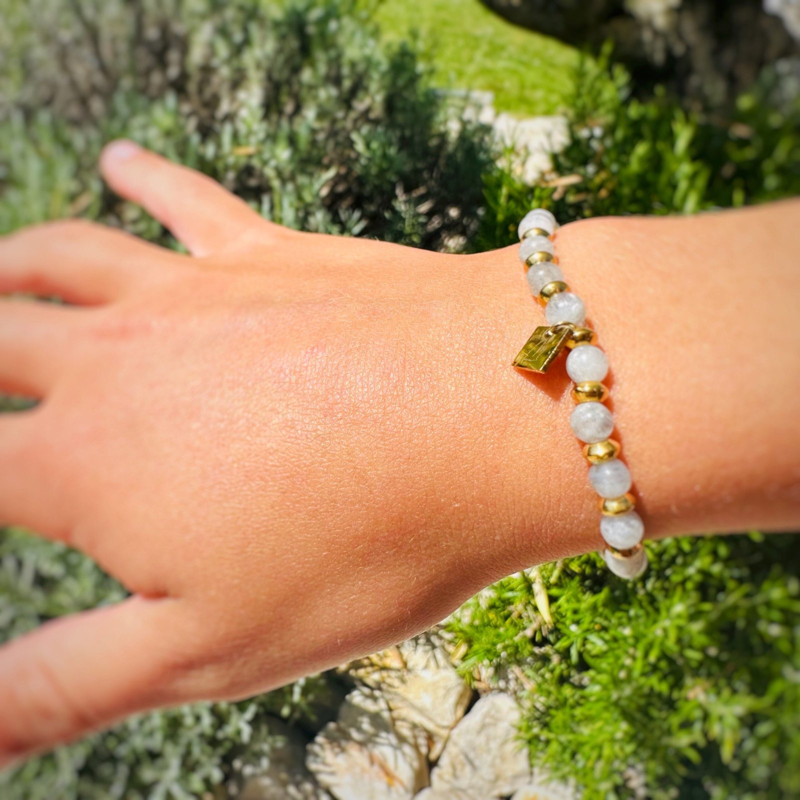 bracelet enfant pierre naturelle separateur or