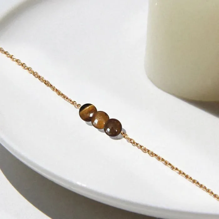 Bracelet Œil De Tigre Pierre Naturelle – Bijoux Femme – Ajustable (Djahyanne)