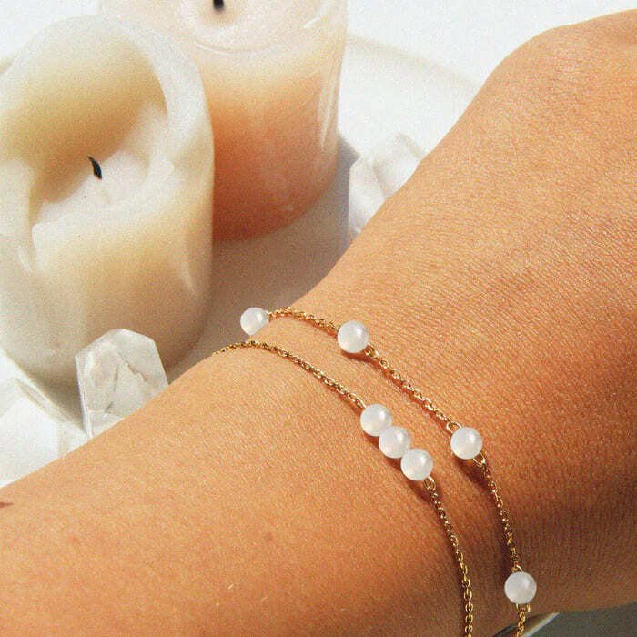 Bracelets en pierre de lune et pierre de soleil